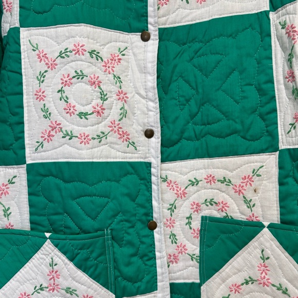 Psychic Outlaw Checkered Green Quilted Women's Jacket - Picture 4 of 6